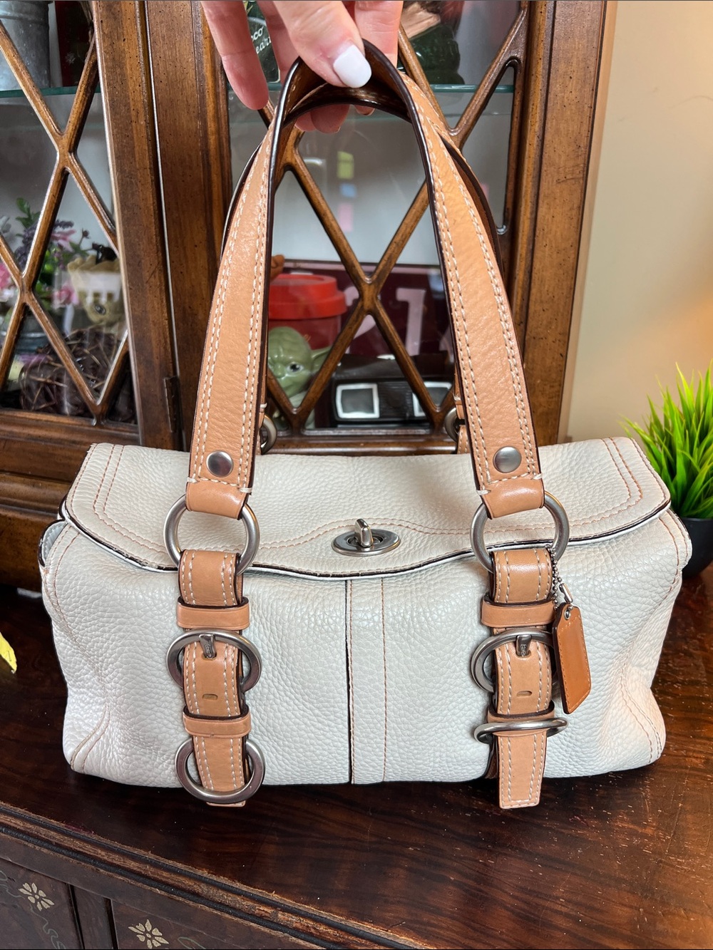 COACH CHELSEA Pebbled Leather Turnlock Satchel